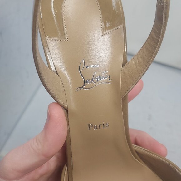 CHRISTIAN LOUBOUTIN Apostropha Patent Tan Slingback Pump - Picture 7 of 12